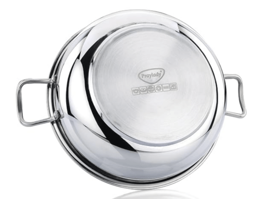 Praylady Stainless Steel with Handle 3 PLY POTS & Pans Deluxe Series KADAI Silver - Image 4